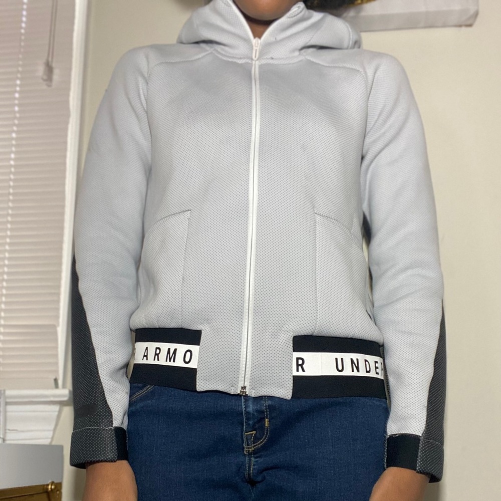 White and Black Under Armor jacket